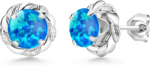 Vista 286 de Gem Stone King Aretes de plata de ley 925 de 0.236 in con piedra natal redonda para mujer