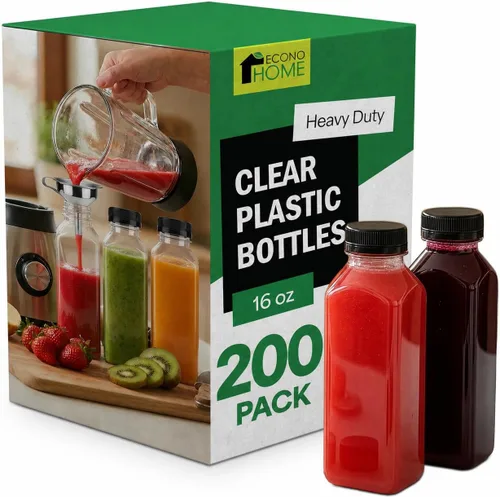 Vista 25 de EconoHome Paquete de 100 botellas redondas de jugo de 16 onzas, sin BPA