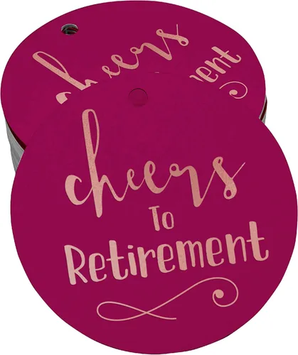 Vista 31 de Etiquetas de papel para colgar con texto en inglés "Cheers to Retirement Wall" (50 unidades)