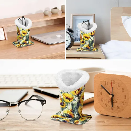 Vista 30 de Fintie Soporte para anteojos forrado de felpa con base magnética, estuche de cuero vegano prémium para lentes