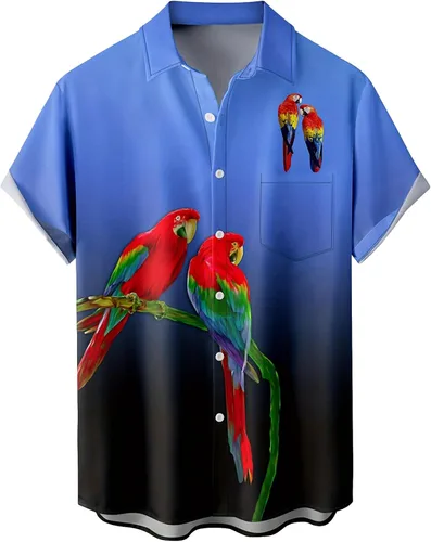 Vista 25 de Camisas tropicales con botones para hombre, camisas hawaianas de manga corta, casuales para vacaciones, camisas de playa holgadas Beige-playa escena