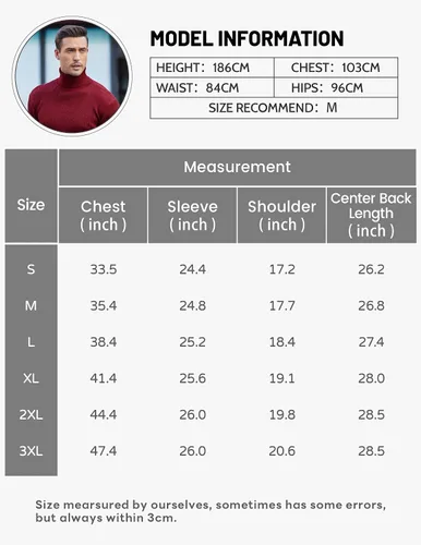 Vista 6 de COOFANDY Suéter de cuello alto ajustado para hombre, suéter de punto acanalado de cuello alto