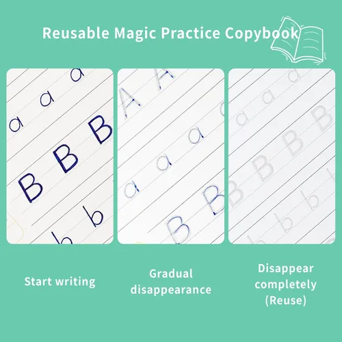 Vista 4 de Juego completo de práctica de escritura a mano, cuadernos reutilizables para niños, libros de práctica de escritura para niños, libros de trabajo