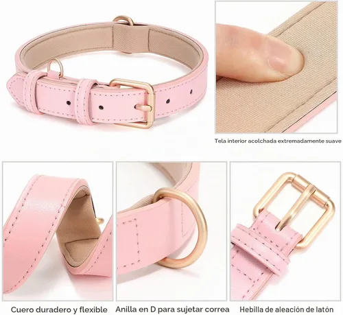 Vista 4 de WHIPPY Airtag - Collar de piel para perro, rastreador GPS, collar de cachorro ajustable de cuero suave acolchado con funda para Airtag para mochila