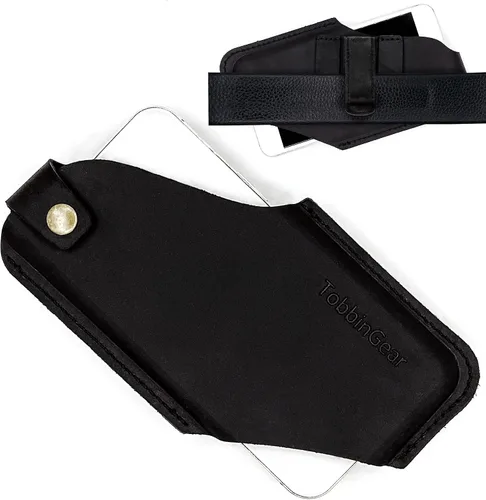 Vista 10 de TobbinGear Funda de cuero para teléfono móvil con clip para cinturón, bolsa de cinturón de cuero, funda universal para teléfono en el cinturón