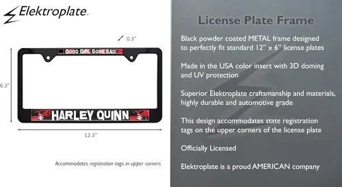 Vista 3 de Elektroplate - Marco de matrícula de Batman Officially Licensed DC Comics, Weatherproof Powder Coated Metal, Vibrant Super Villain Domed Graphics
