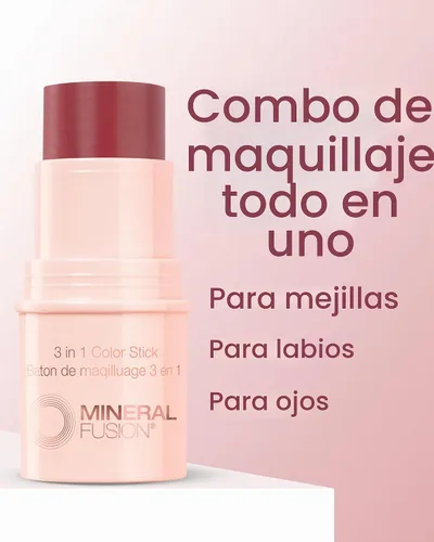 Vista 5 de Stick de maquillaje 3 en 1 , Berry Glow Rubor hidratante en crema tintada para mejillas, labios y ojos, maquillaje natural multiuso