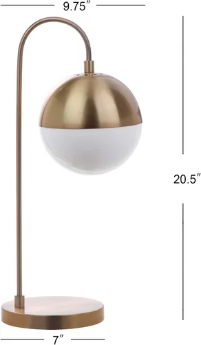 Vista 3 de SAFAVIEH Lighting Collection Cappi - Lámpara de mesa dorada de latón con puerto de carga USB (bombilla LED incluida)