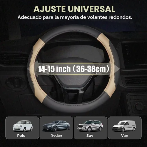 Vista 3 de FLORICH Funda para volante de automóvil, fundas de cuero de microfibra con forro antideslizante, protector elástico transpirable para volante