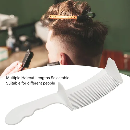 Vista 9 de Peine de peluquero Clipper, S en forma de longitud de corte diferente curva Clipper Peine Top plano para salón (blanco)