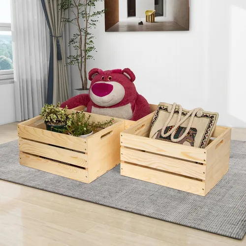 Vista 6 de 3 paquetes de cajas de madera de pino sin terminar, caja de almacenamiento