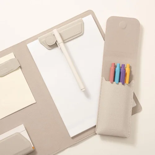 Vista 3 de LHiDS Estuche de cuero para lápices, bolsa para tres fuentes, bolígrafos y bolígrafos rollerball, estuche para lápices pequeño, organizador