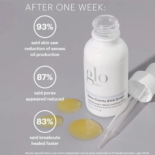 Vista 2 de Glo Skin Beauty Gotas de BHA de Beta-Clarity, tamaño de viaje, ácido salicílico + suero clarificante de retinol, ayuda a refinar y reequilibrar