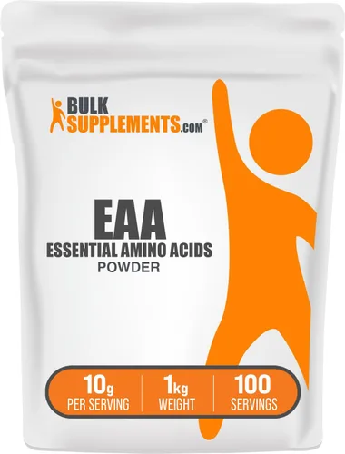 Vista 4 de BulkSupplements. com Essential Aminoácidos en polvo - Suplemento de aminoácidos esenciales, polvo EAA - Sin sabor y sin gluten, 0.35 oz por porción