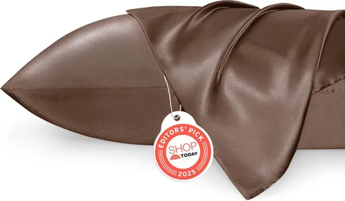 Vista 14 de Bedsure Paquete de 2 fundas de almohada de satén similares a las fundas de almohada de seda tamaño estándar, funda de almohada para mujeres que