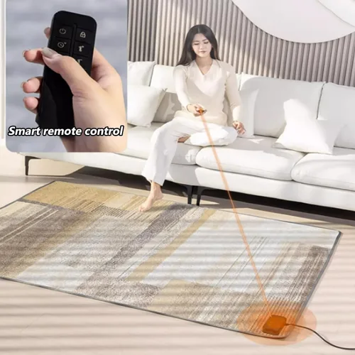 Vista 5 de Graphene Heated Carpet - Adjustable Temperature Electric Floor Mat with 12-Hour Timer, Cozy Area Rug for Indoor Living Room