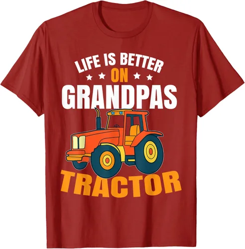 Vista 42 de Life Is Better On Grandpas Tractor Kids Farm Tractor Boy Camiseta, Negro