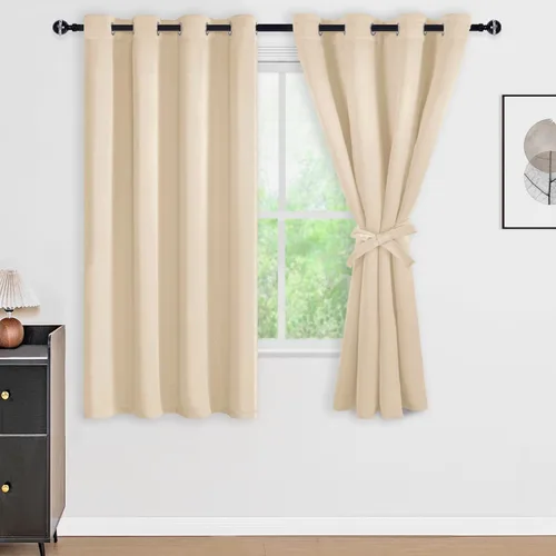 Vista 131 de DWCN - Cortinas 100% opacas para dormitorio con forro negro, cortinas de ventana de doble capa con aislamiento térmico que oscurecen toda la Azul