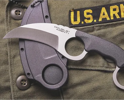 Vista 7 de COLD STEEL Double Agent Durable Lightweight Japanese AUS8A Steel Karambit Shape 3" Fixed Blade Tactical Outdoor Hunting Knife, Kray-Ex Handle