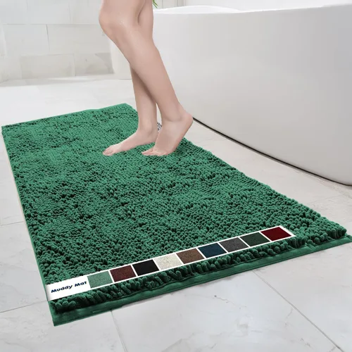 Vista 49 de Muddy Mat Alfombras de Baño de Chenilla de Microfibra de Secado Rápido Antideslizantes Lavables, Extra Gruesas, Suaves y Altamente Absorbentes Gris