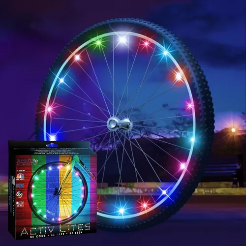 Vista 2 de Activ Life Luces LED para rueda de bicicleta con pilas incluidas. Obtén 100% más brillantes y visibles desde todos los ángulos para la máxima