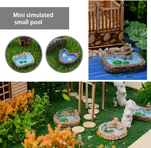 Vista 3 de ECSiNG Estanques de casa de muñecas en miniatura de resina de paisaje de hadas para estanques de jardín, accesorios de decoración de acuario