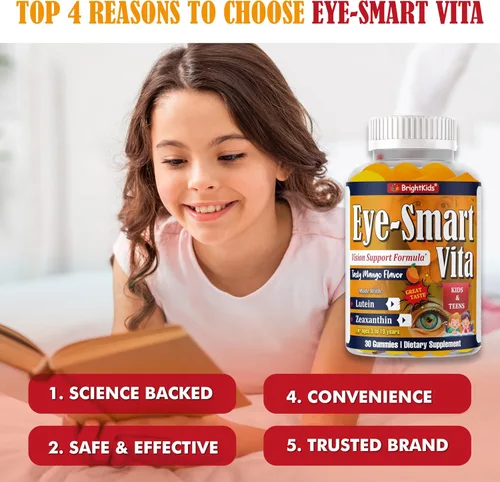 Vista 7 de BrightKids Eye Smart-Vita - Gomitas de luteína y zeaxantina para niños, deliciosas vitaminas oculares con luteína, productos para el cuidado