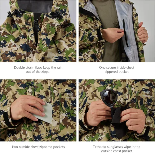Vista 17 de BASSDASH Walker - Chaquetas transpirables e impermeables para pesca y caza con tela exterior silenciosa para hombres y mujeres en 7 tamaños