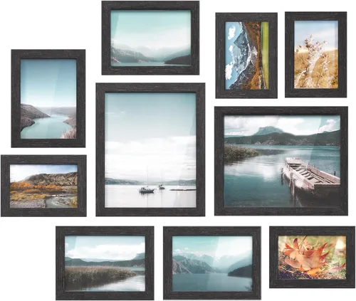Vista 11 de SONGMICS - Paquete 10 marcos de fotos de collage con 2 marcos de fotos de 8 x 10 pulgadas, 4 de 5 x 7 pulgadas, 4 de 4 x 6 pulgadas, pared o mesa