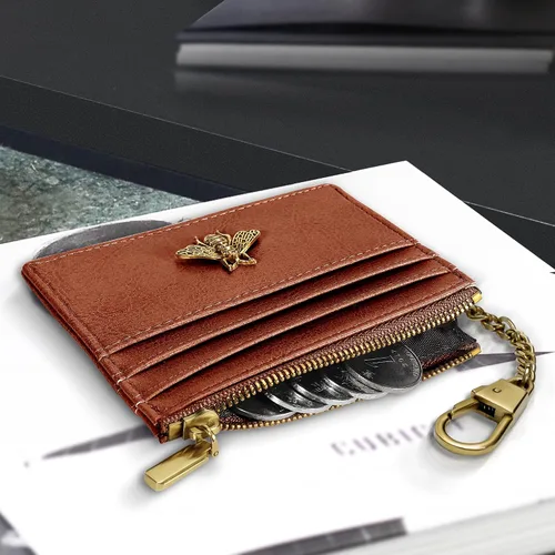 Vista 87 de SEAVILIA Tarjetero llavero cartera para mujer con ventana de identificación RFID monedero regalo abeja delgada minimalista pequeña cartera