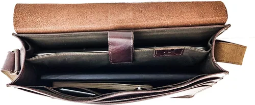 Vista 6 de HIDES Bolso bandolera de cuero de grano completo para computadora portátil, bandolera de viaje