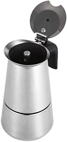 Vista 7 de 6.8 fl oz de acero inoxidable Mocha Coffee Pot Kettle Stove Top Espresso Make Pot, astilla