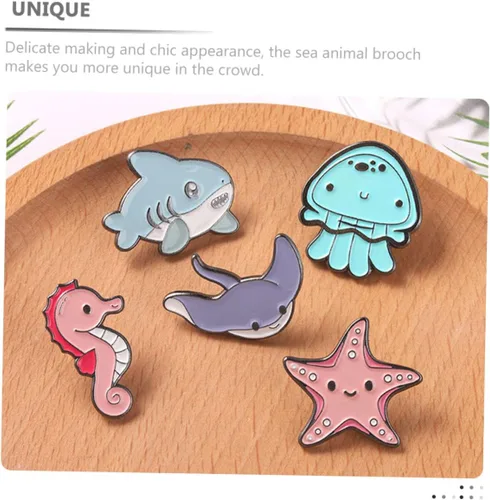 Vista 3 de 10 Pcs Sea Life Brooch Clothing Zinc Alloy Badge