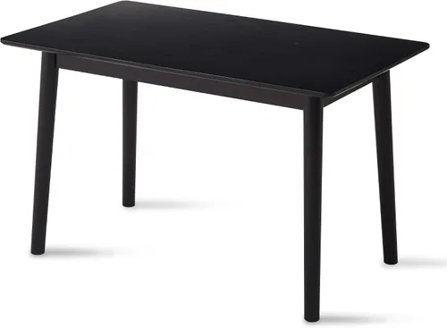 Vista 8 de Mesa de comedor de 47 pulgadas, mesa de cocina de madera maciza negra, adecuada para espacios pequeños, muebles modernos para el hogar