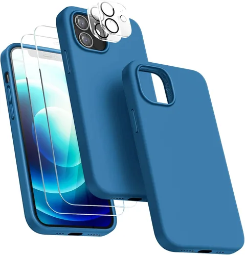 Vista 16 de Funda 5 en 1 para iPhone 12 Pro con protector de pantalla y protector de lente de cámara, funda de silicona líquida para iPhone 12 Pro (verde alpino)