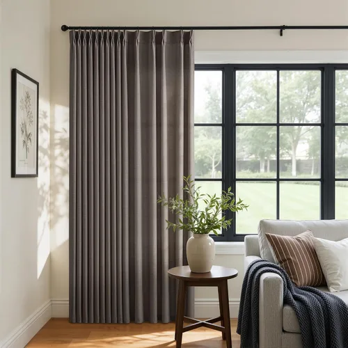 Vista 25 de Cortinas de lino extra anchas de 70 pulgadas de largo y 96 pulgadas Abedul Burlywood