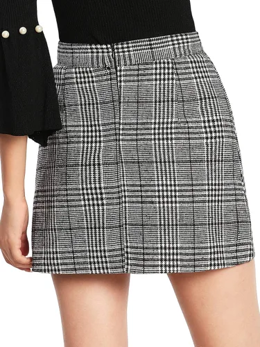 Vista 2 de Floerns Minifalda Bodycon a cuadros de cintura alta para mujer