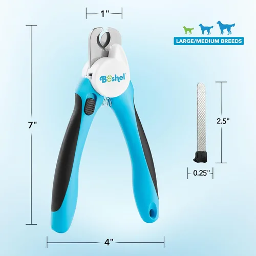 Vista 3 de Boshel Cortaúñas LED para perros grandes con sensor rápido, luz y protector de seguridad, cortador de uñas afilado y lima de mascotas