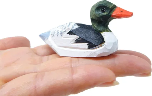 Vista 11 de Selsela - Estatua de pato tallada a mano en madera, miniatura de animal pequeño, decoración. Regalos inspirados en la naturaleza y coleccionables