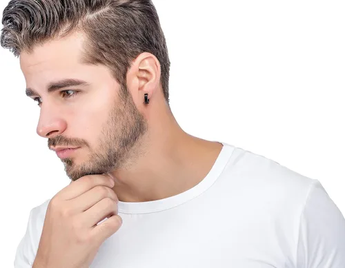 Vista 7 de Jstyle 3 pares de aretes de aro de acero inoxidable para hombre y mujer, sin perforación