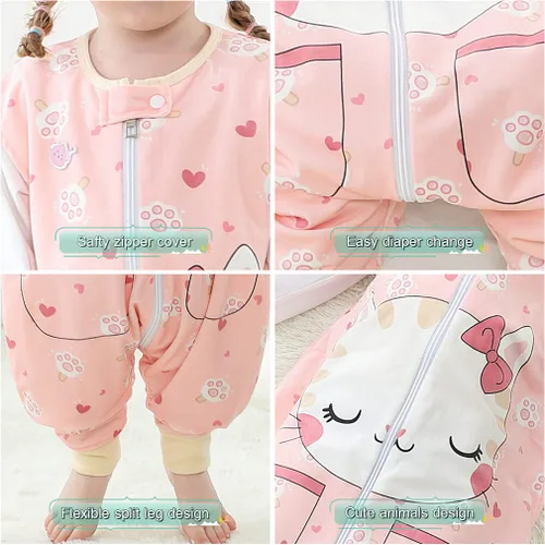 Vista 2 de MICHLEY Manta unisex para bebé, saco de dormir sin mangas con pies, gato, 1-3T