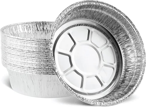Vista 12 de PLASTICPRO Moldes redondos profundos de papel de aluminio de 10 pulgadas, aluminio desechable, aptos para congelador y horno - Para hornear