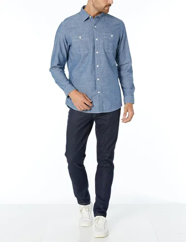 Vista 4 de Tienda Essentials - Camisa de cambray con manga larga y ajuste regular para hombre