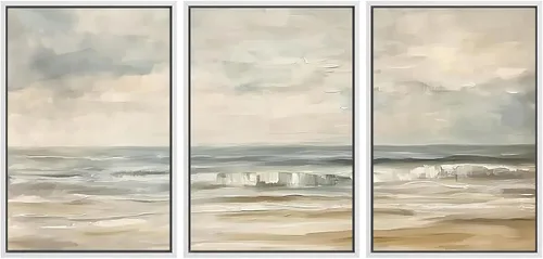 Vista 65 de SIGNWIN Lienzo enmarcado para pared, juego de arte abstracto de serenidad costera, ilustraciones abstractas junto al mar, arte moderno, decorativo