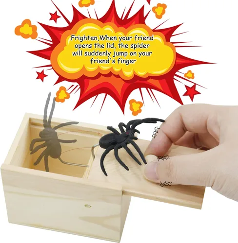 Vista 3 de Caja de miedo de broma de araña, hecha a mano, divertidas y prácticas cajas de broma sorpresa, divertida caja de regalo de Halloween para adultos