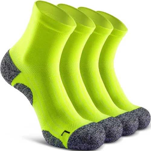 Vista 10 de Calcetines de compresión de cuarto para hombres y mujeres, calcetines acolchados para correr y senderismo Negro (4 pares)
