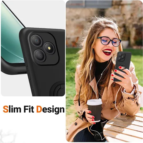 Vista 4 de Funda compatible con Blackview Wave 9C con protector de pantalla, soporte de anillo giratorio de 360°, soporte de silicona TPU a prueba de golpes