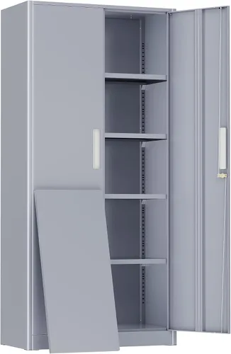 Vista 33 de Greenvelly Armario de almacenamiento de metal con puertas y estantes, armario de almacenamiento con cerradura de 36 pulgadas para oficina, gabinete