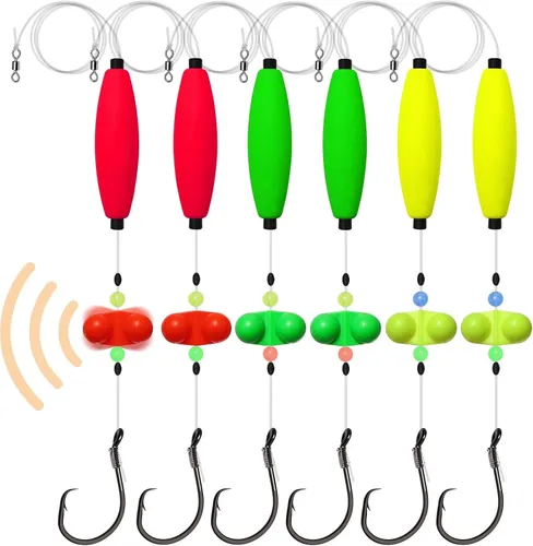 Vista 16 de Dovesun Pre-Tied Catfish Rig System, 23 Inch 55LB Santee Cooper Catfish Float Rig with Adjustable EVA Slip Float and High Carbon Circle Hooks 5/0