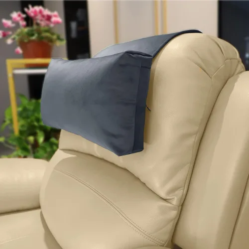 Vista 19 de Almohada antideslizante para la cabeza para reclinables - Cojín de apoyo para el cuello con cubierta de terciopelo para alivio del dolor en el Beige